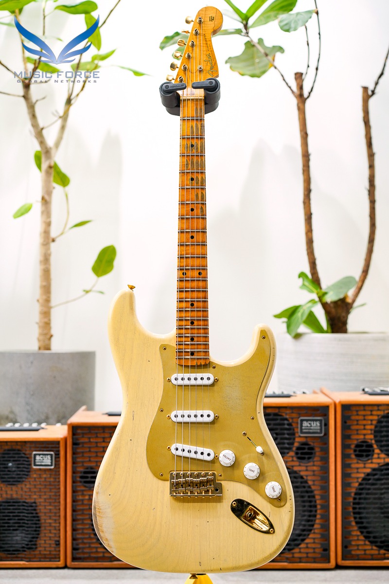 [2024 새봄맞이세일! (~4/30까지)] Fender Custom Shop Limited Edition 1955 Bone Tone Strat Relic-Aged Honey Blonde w/1-Piece AA Flame Maple Neck &amp; Gold Hardware (2023년산/신품) - CZ568138