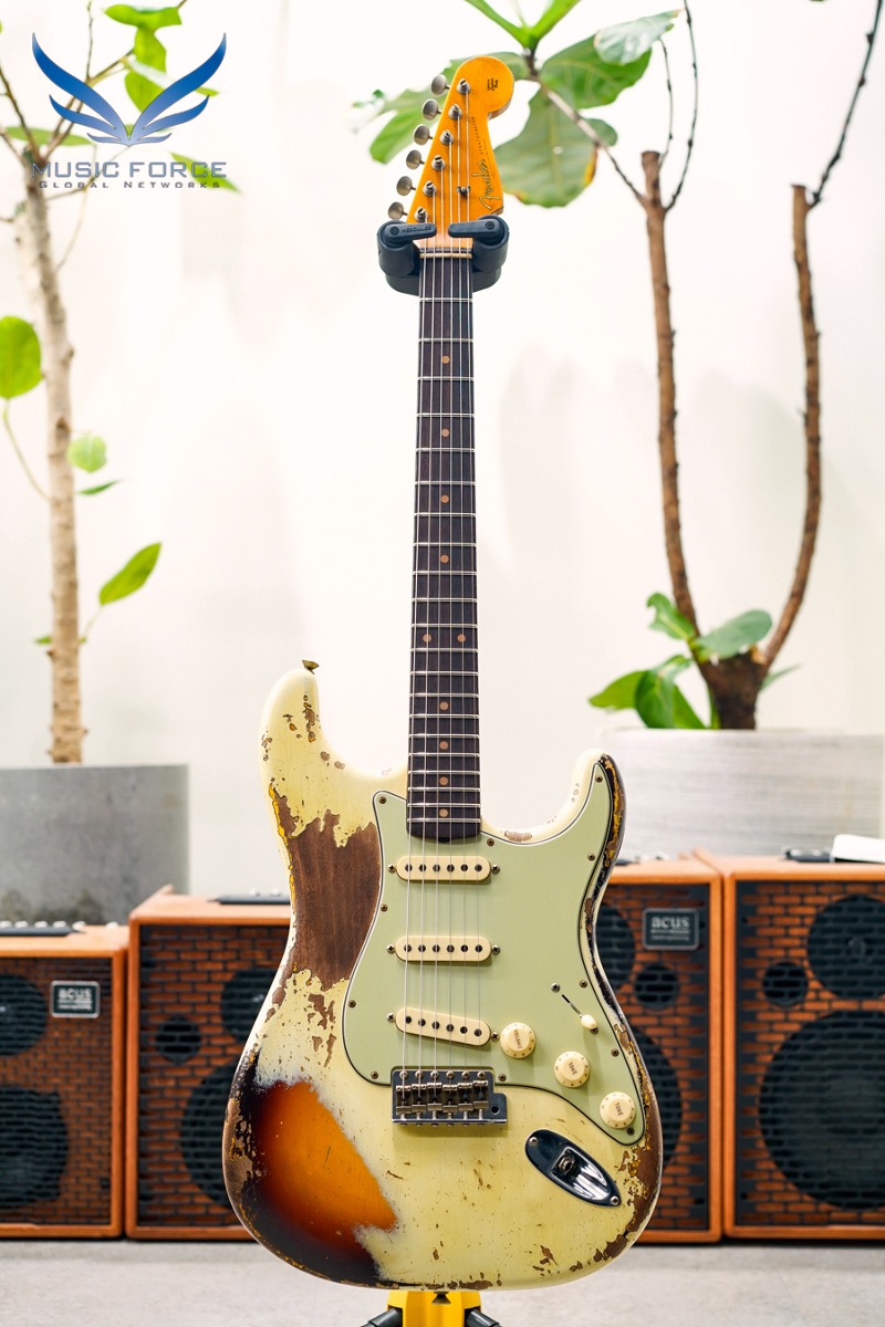 [2024 새봄맞이세일! (~4/30까지)] Fender Custom Shop Limited Edition 1959 Strat Super Heavy Relic-Aged Vintage White over Chocolate 3 Tone Sunburst (2023년산/신품) - CZ575822