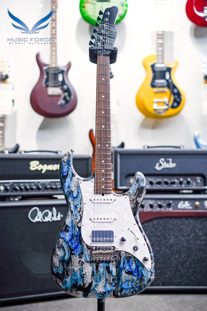 [2023 Spring Sale! (~3/31까지)] James Tyler USA Studio Elite HD-Black and Blue Shmear Semi-Gloss SSH w/Black Headstock, White Pearl PG, Midboost &amp; Bypass Button (2022년산/신품) - 22191