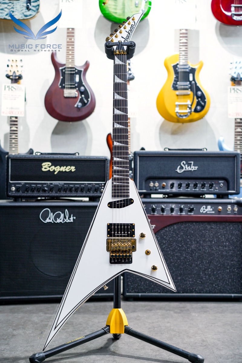 [2024 Summer Sale! (~7/31까지)] Jackson Concept Series Rhoads RR24 HS (신품) - White with Black pinstripes