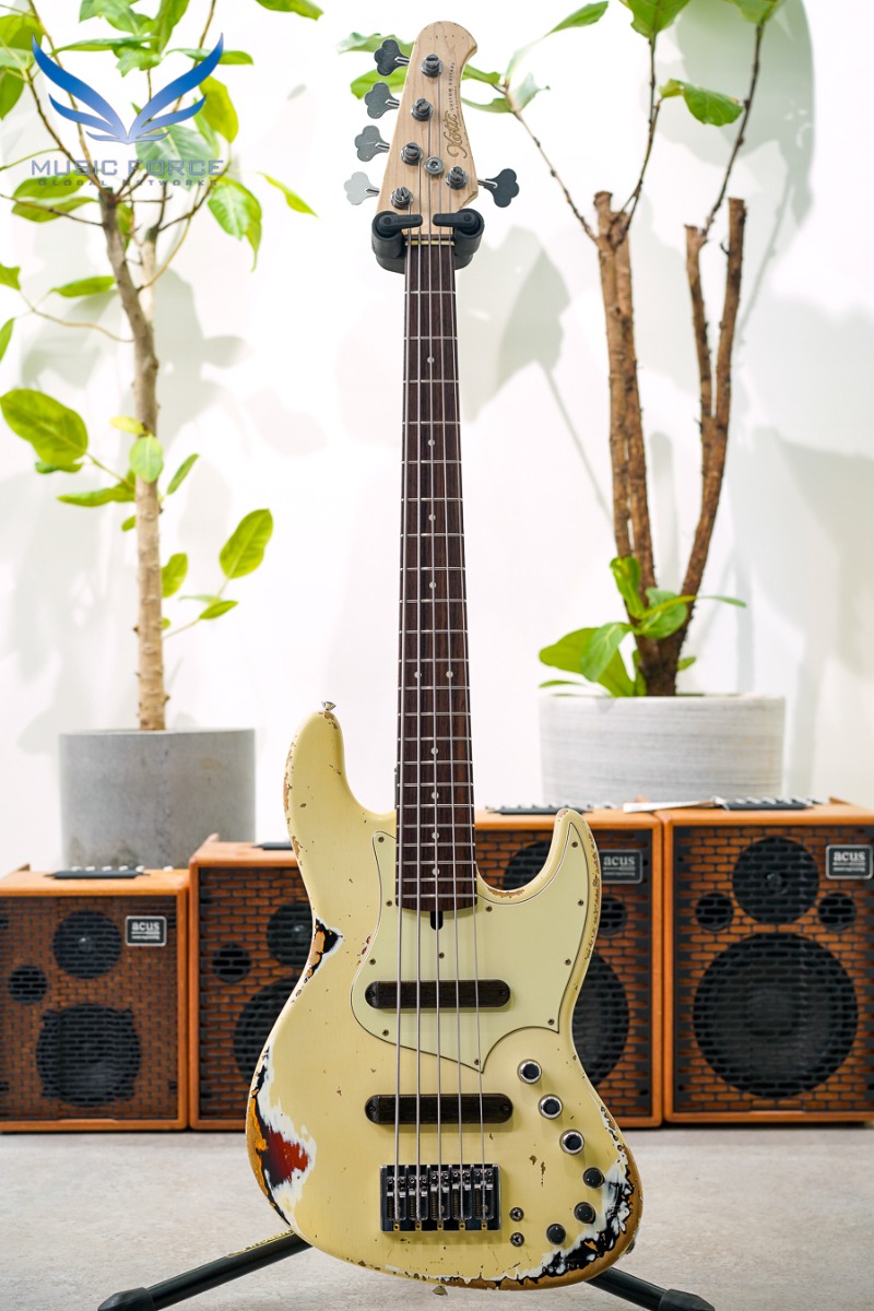 Xotic XJ-1T 5 String Heavy Aged-Vintage White over 3TSB w/Mint Green Pickguard (Made in Japan/2023년산/신품) - 2761