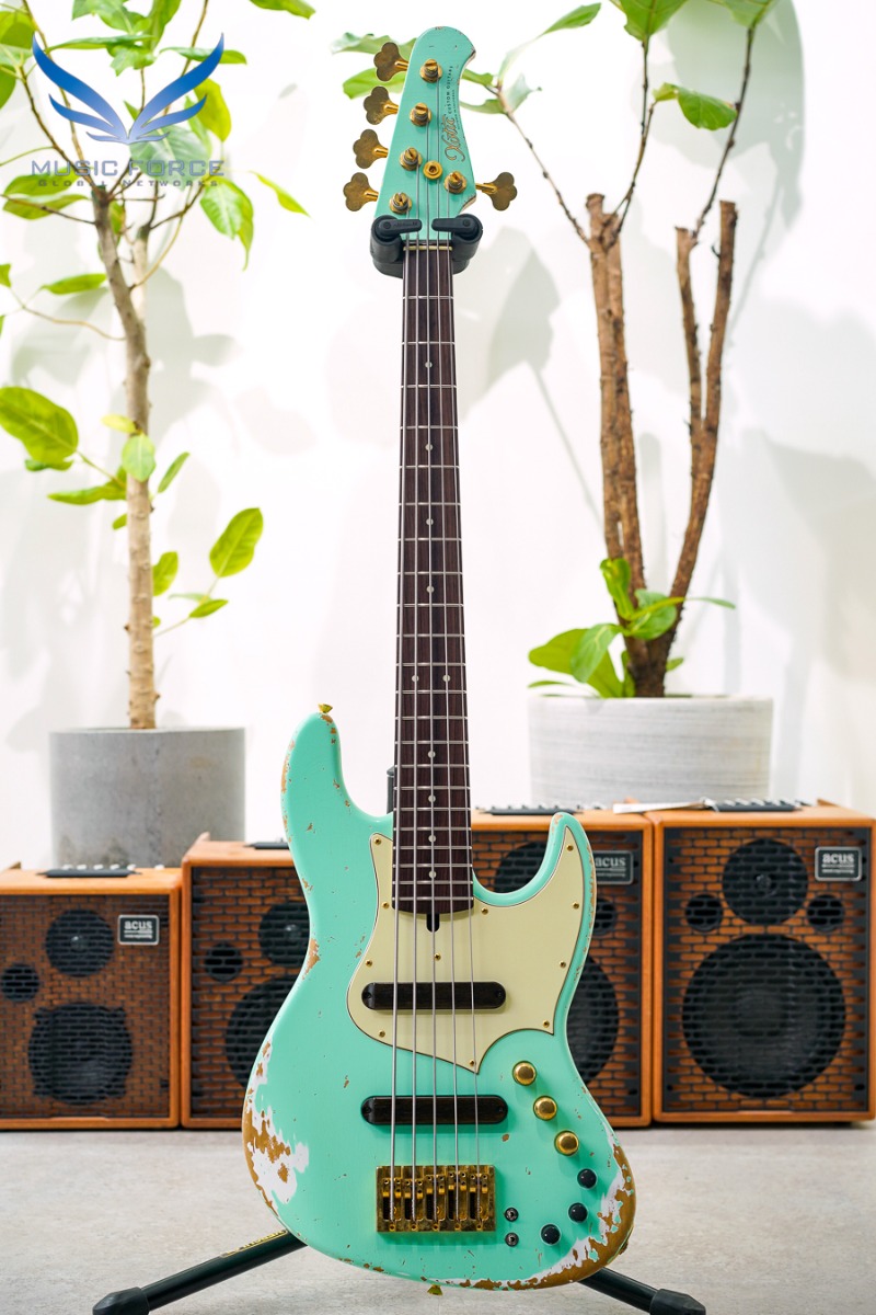 Xotic XJ-1T 5 String Heavy Aged-Surf Green (Custom Color) w/Mint Green Pickguard, Matching Headstock &amp; Gold HW (Made in Japan/2023년산/신품) - 2760
