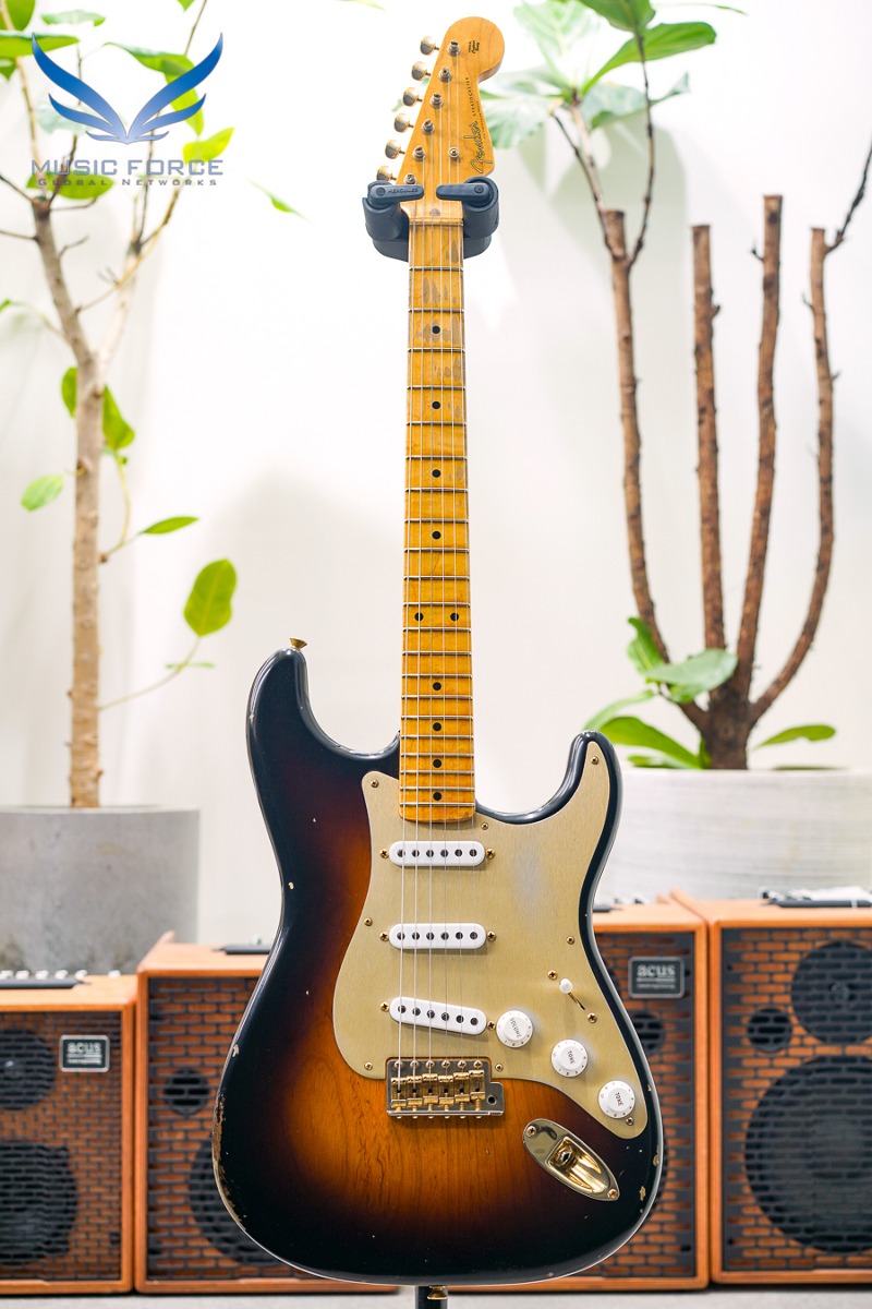 [2024 새봄맞이세일! (~4/30까지)] Fender Custom Shop Limited Edition 55 Bone Tone Strat Relic-Wide-Fade 2 Tone Sunburst w/Gold Hardware (2021년산/신품) - CZ554631