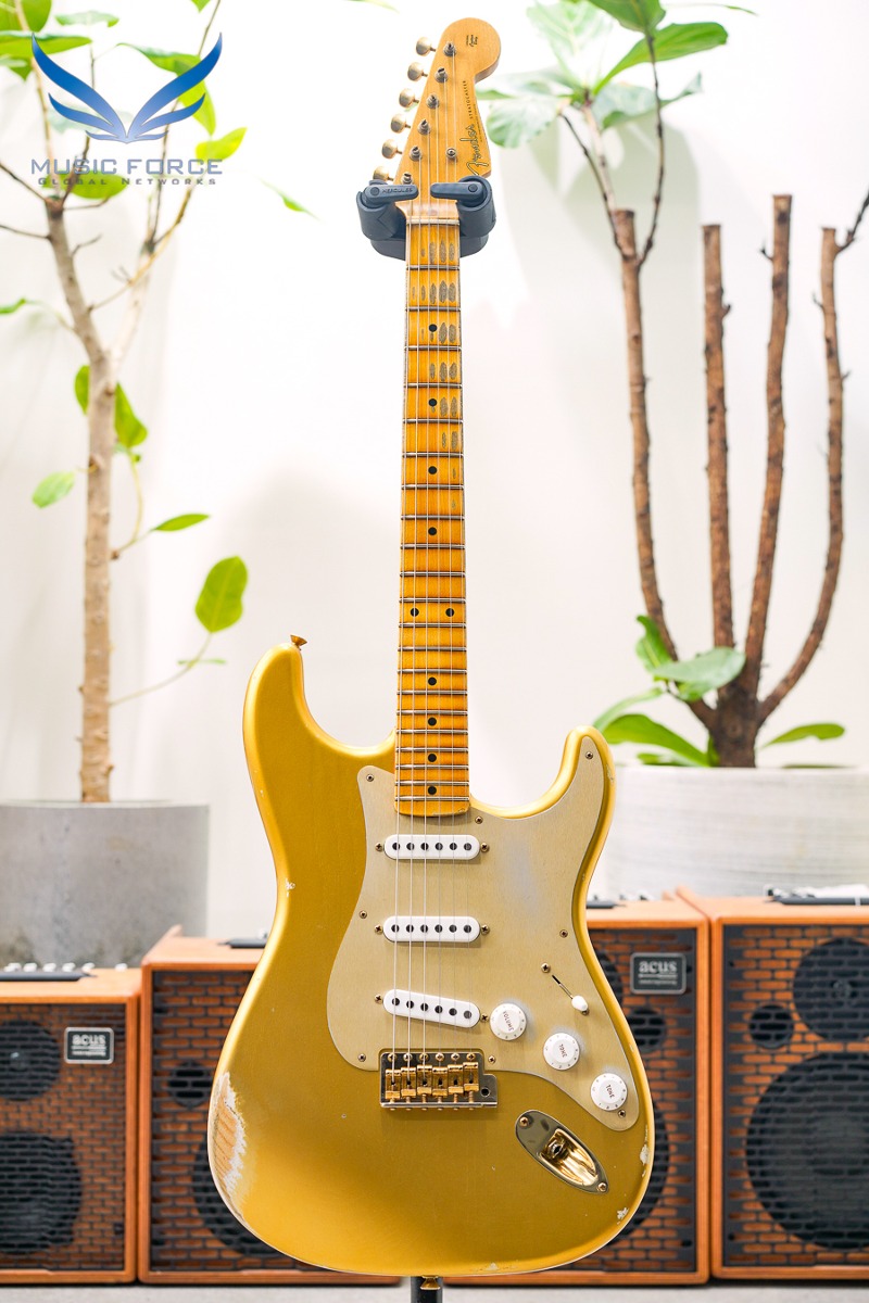 [2024 새봄맞이세일! (~5/31까지)] Fender Custom Shop Limited Edition 1955 Strat Relic - Aged HLE Gold w/Gold Hardware (2021년산/신품) - CZ552975
