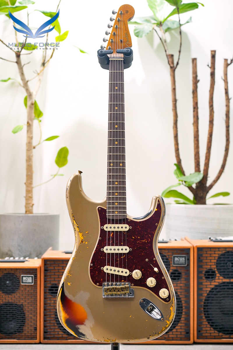 [2024 Summer Sale! (~7/31까지)]  Fender Custom Shop Limited Edition 1961 Strat Heavy Relic-Aged Shoreline Gold over 3 Tone Sunburst w/Roasted Maple Neck &amp; Tortoise Pickguard (2022년산/신품) - CZ558650