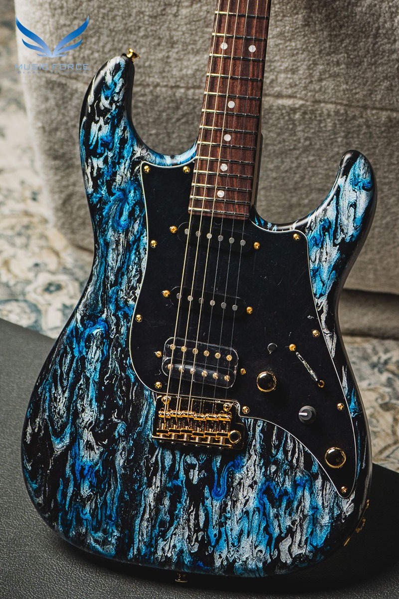 [2024 Summer Sale! (~7/31까지)] James Tyler USA Studio Elite HD-Black and Blue Shmear Semi-Gloss SSH w/Rosewood FB, Faux Matching Headstock, Gold HW, Midboost &amp; Bypass Button (2023년산/신품) - 23558