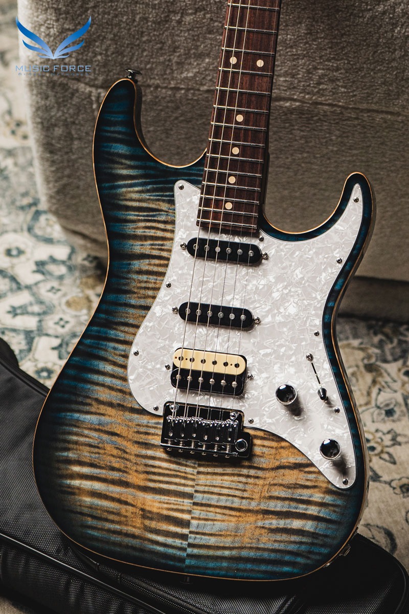 [2024 Summer Sale! (~7/31까지)] Suhr Dealer Select Limited Run Standard SSH FMT-Faded Trans Whale Blue Burst w/Roasted Maple Neck, White Pearl PG, Black Headstock &amp; SSCII System (신품) - 70684